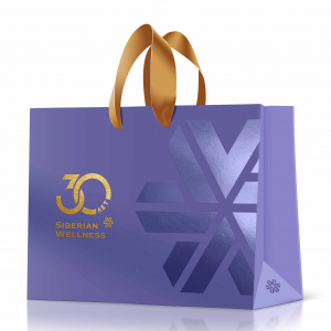 Пакет бумажный «Siberian Wellness 30 лет» (размер: 30х24х9 см) 3