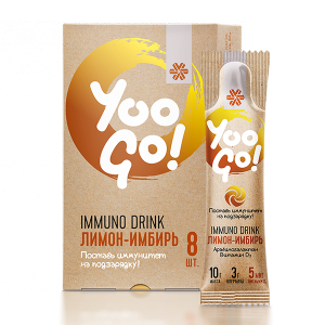 Напиток Immuno Drink (Защита иммунитета) «Лимон-имбирь» – Yoo Gо, 8×10 г