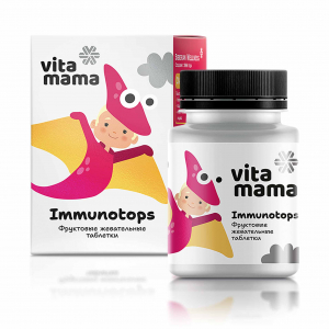 Immunotops, фруктовые жевательные таблетки с витаминами A, C и D - Vitamama 3