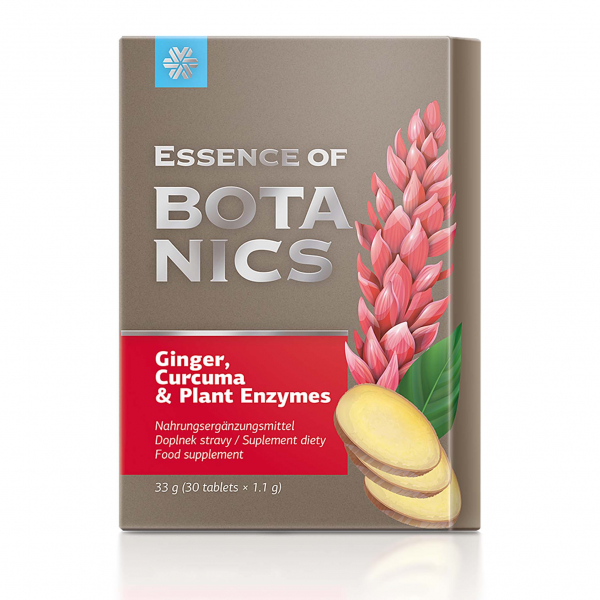Complemento alimenticio Essence of Botanics. Ginger, Curcuma & Plant Enzymes, 30 comprimidos