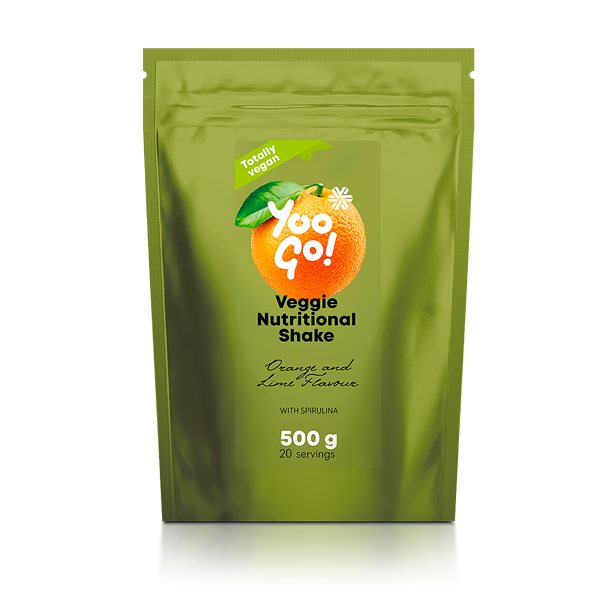Yoo Go! Veggie Nutritional Shake with Spirulina (Orange and Lime Flavour), 500 g