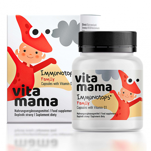 Suplement diety Vitamama. Immunotops Capsules with Vitamin D3, 60 kapsułek